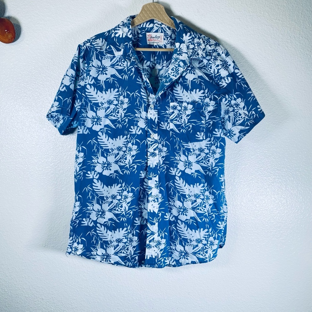 Islandhaze Tropical Blue and White Men's Shirt